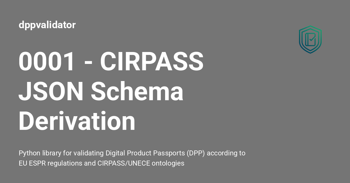 0001 - CIRPASS JSON Schema Derivation - dppvalidator