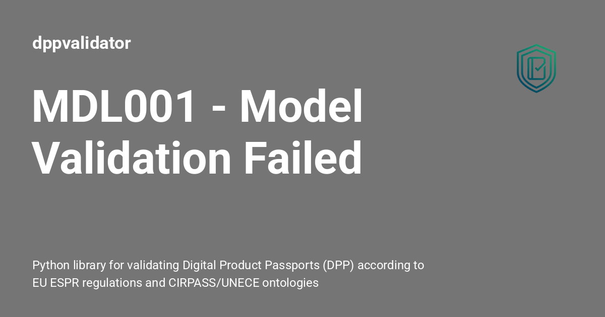 MDL001 - Model Validation Failed - dppvalidator