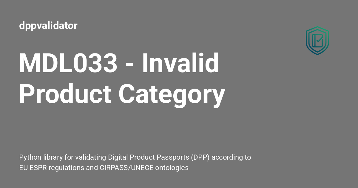 MDL033 - Invalid Product Category - dppvalidator