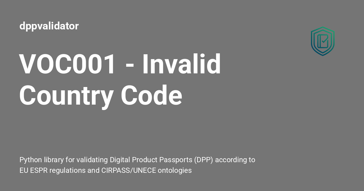 VOC001 - Invalid Country Code - dppvalidator